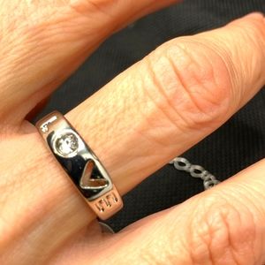 Rhinestone Silver Love CZ Ring